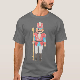 Watercolor Nutcracker Santa Christmas Tree Lights  T-Shirt