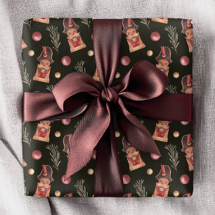 Watercolor Nutcracker Spruce Christmas Pattern Wrapping Paper