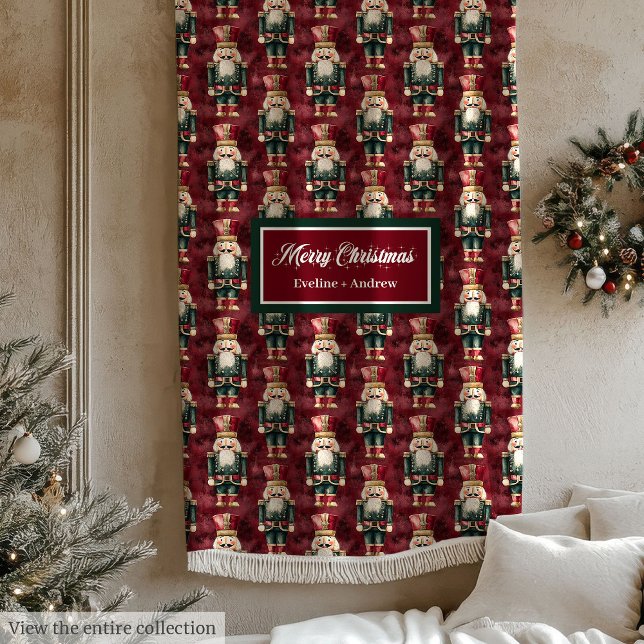 Watercolor nutcrackers cranberry red muted blanket (Watercolor nutcrackers cranberry red muted blanket)