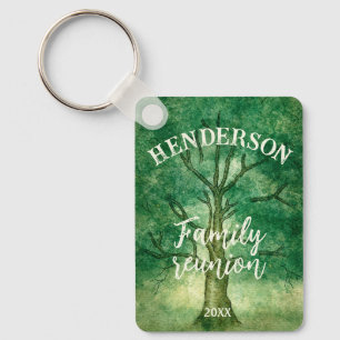 Watercolor Oak Tree Retro Rustic Family Reunion  Key Ring