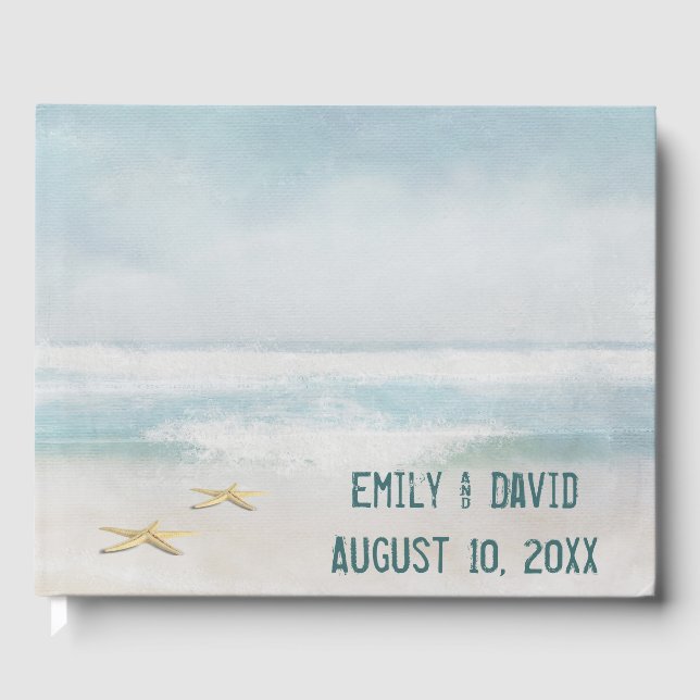 Watercolor Ocean and Starfish  Guest Book (Front)