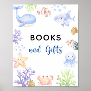 Watercolor ocean animals - Books and gifts Poster