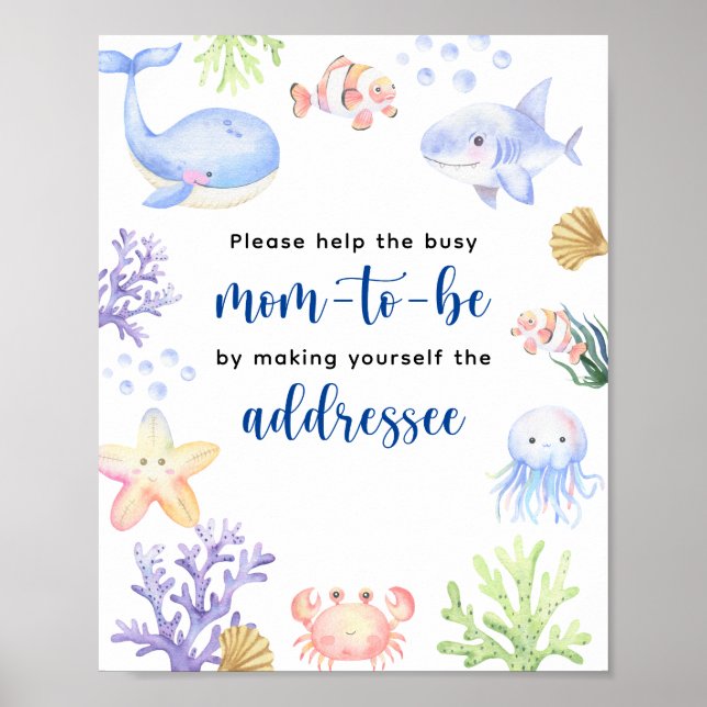 Watercolor ocean animals - Mum to be addressee Poster (Front)