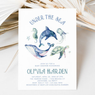 Watercolor Ocean Baby Shower Invitation
