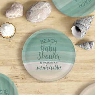 Watercolor Ocean Beach Baby Shower Paper Plates