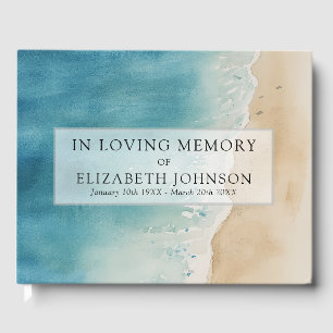 Watercolor Ocean Beach Celebration of Life Funeral Guest Book