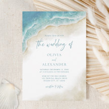 Watercolor Ocean Beach Coastal Wedding