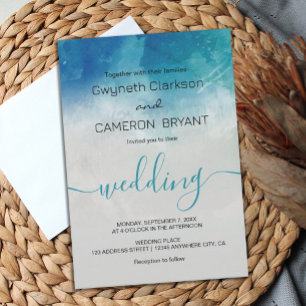 Watercolor Ocean Beach Summer Wedding Invitation