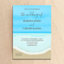 Watercolor Ocean Beach Wedding Invitation