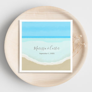 Watercolor Ocean Beach Wedding Napkin