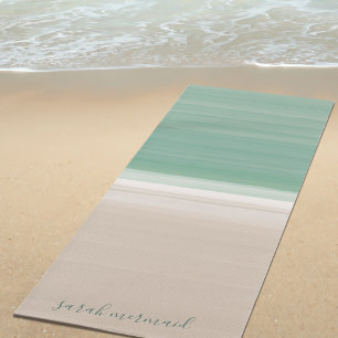 Watercolor Ocean Beach Yoga Mat