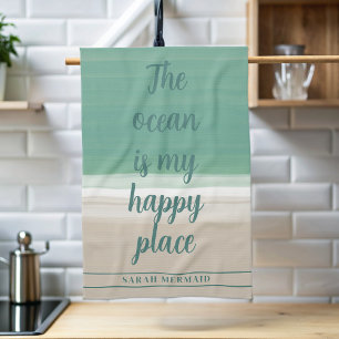 Watercolor Ocean Beach Yoga Studio Kitchen Towel