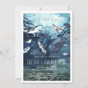 Watercolor Ocean   Birthday Party Invitation