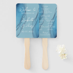  Watercolor ocean blue aquamarine Hand Fan