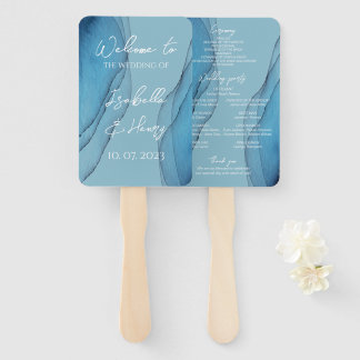  Watercolor ocean blue aquamarine Hand Fan