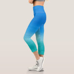 Watercolor Ocean Blue Green Summer Theme Exercise  Capri Leggings<br><div class="desc">This tropical design features a beautiful watercolor vivid ocean blue and green beach background. Click the customise button for more flexibility in modifying/adding text! Variations of this design as well as coordinating products are available in our shop, zazzle.com/store/doodlelulu. Contact us if you need this design applied to a specific product...</div>