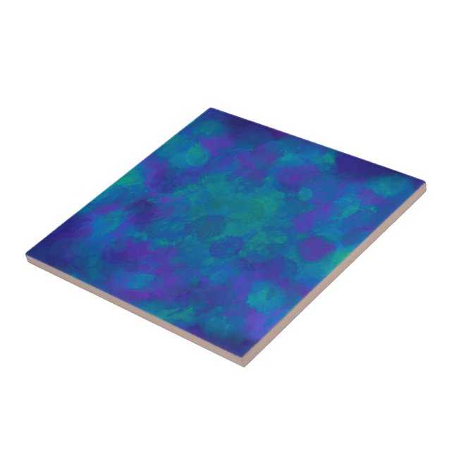 Watercolor Ocean Blue Green Teal Coastal Abstract Tile (Side)