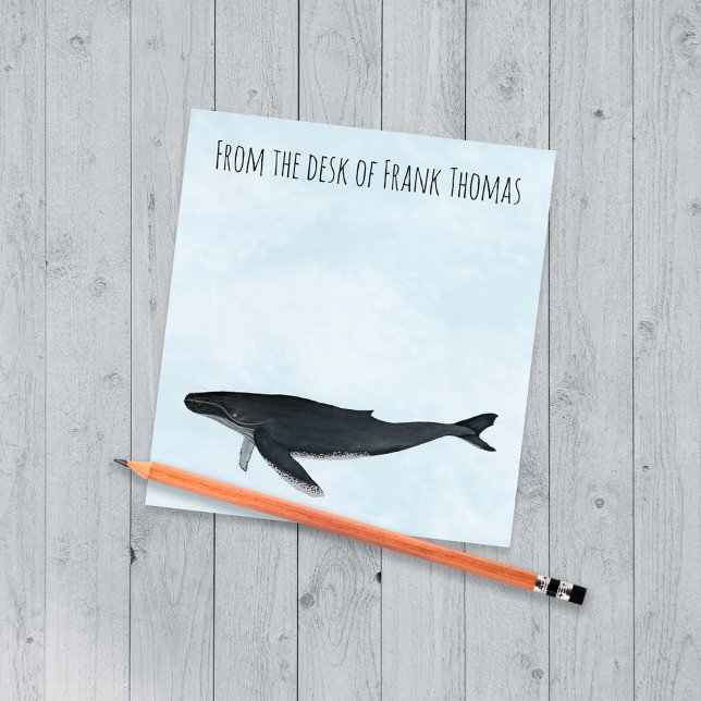Watercolor Ocean Custom Humpback Whale Notepad (Cool Ocean watercolor humpback whale notepad)