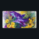 Watercolor Ocean Dolphins Tropical Flowers Desk Mat<br><div class="desc">Two playful dolphins surrounded by radiant yellow flowers and lush greenery.</div>