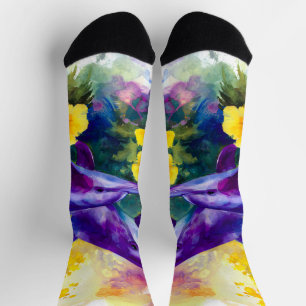 Watercolor Ocean Dolphins Tropical Flowers Socks