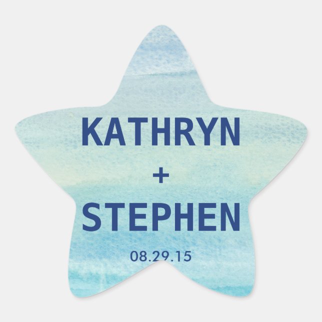 Watercolor Ocean Favour Sticker / Envelope Seal (Front)