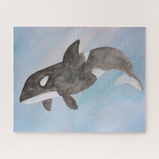 Watercolor Ocean Killer Whale Orca Jigsaw Puzzle (Horizontal)