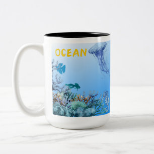 Watercolor Ocean Life and Sea Creatures Mug