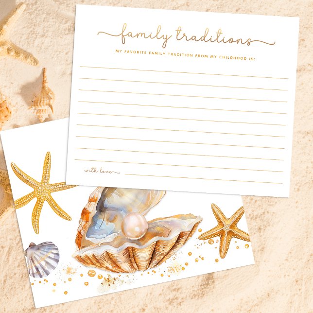 Watercolor Ocean Little Pearl Baby Shower Activity (Family Traditions Baby Shower Activity Card)