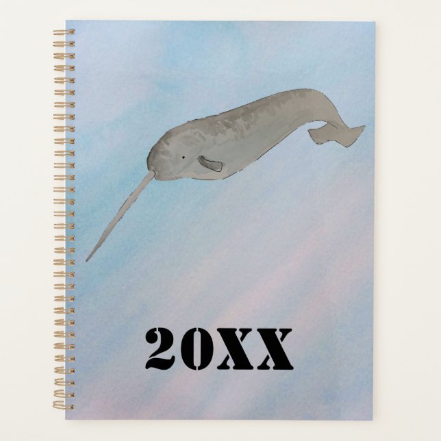 Watercolor Ocean Narwhal Planner (Front)