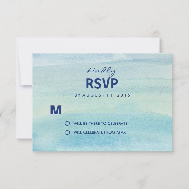 Watercolor Ocean RSVP /Wedding Response Cards (Front)