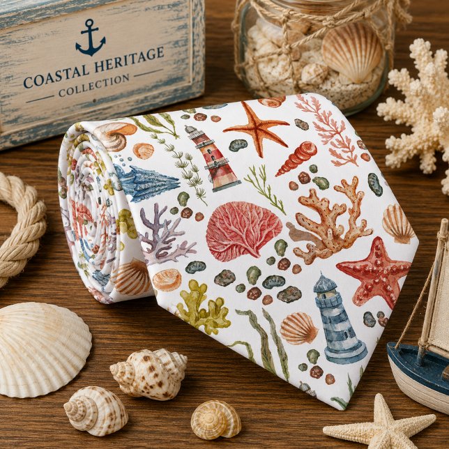 Watercolor Ocean Sea Animals Pattern  Tie (Creator Uploaded)