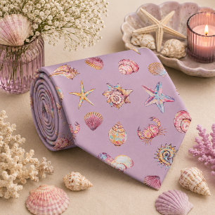 Watercolor Ocean Sea Animals Pattern Tie