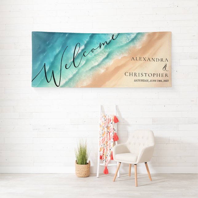 Watercolor Ocean Sea Blue Water Banner (Insitu)
