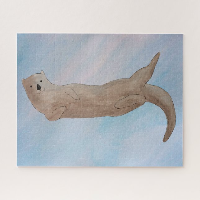 Watercolor Ocean Sea Otter Jigsaw Puzzle (Horizontal)