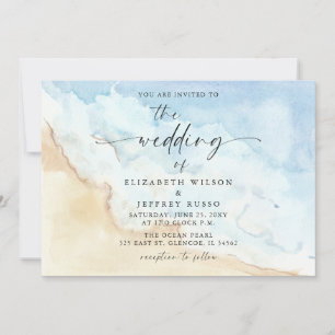 Watercolor Ocean Sea Summer Beach Wedding Invitation
