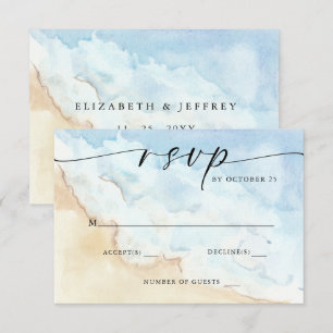 Watercolor Ocean Sea Summer Beach Wedding RSVP Card