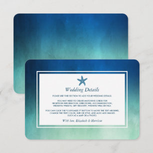Watercolor Ocean Starfish Beach Wedding Detail Enclosure Card