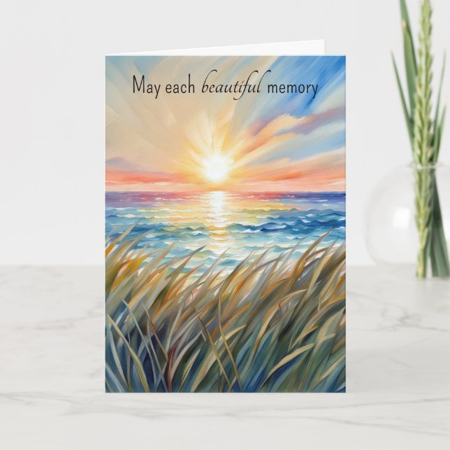 Watercolor Ocean Sunrise Card (Front)