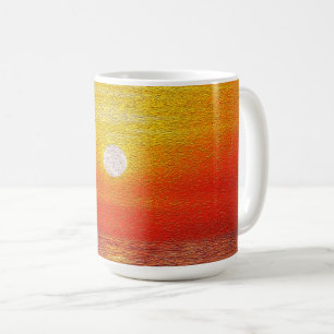 Watercolor Ocean Sunset  Summer Beach Waves     Coffee Mug