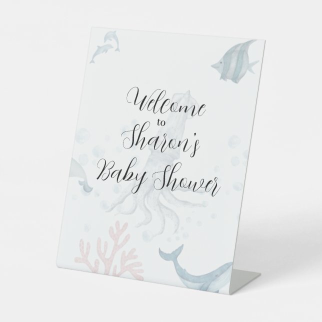 watercolor ocean theme baby shower sign (Front)