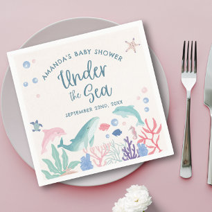 Watercolor Ocean Under the Sea Baby Shower Napkin