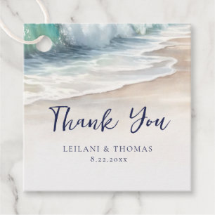 Watercolor Ocean Wave Beach Wedding Thank You Favour Tags