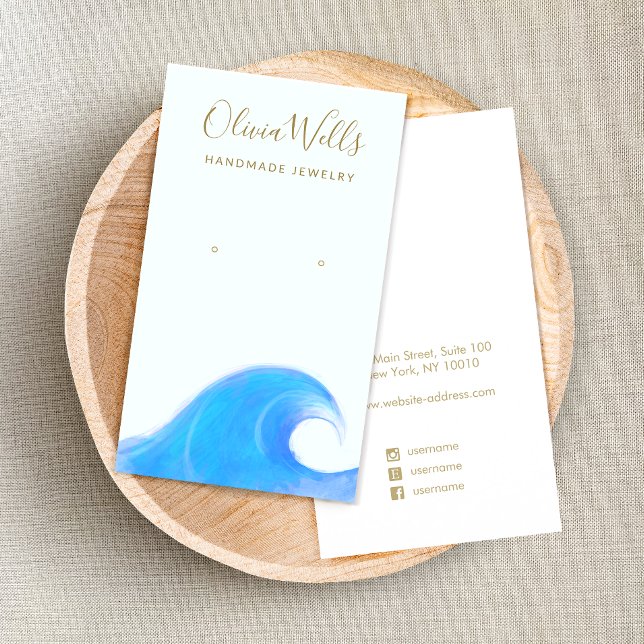 Watercolor Ocean Wave  Earring Display  Business Card (Creator Uploaded)