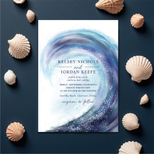 Watercolor Ocean Wave Wedding Invitation