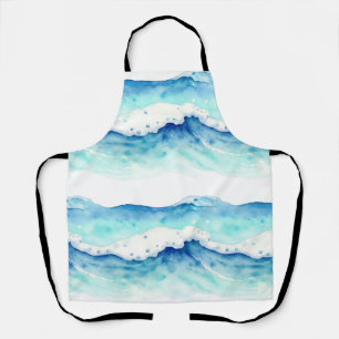 Watercolor Ocean Waves Border Apron