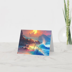 Watercolor ocean waves customisable card