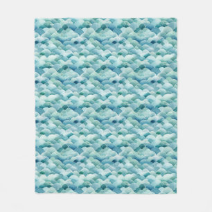 Watercolor Ocean Waves  Fleece Blanket