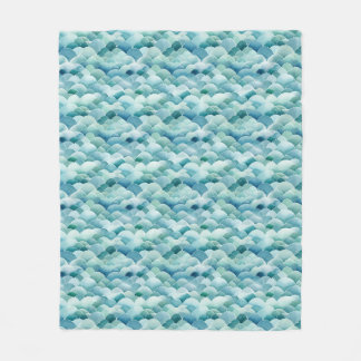 Watercolor Ocean Waves  Fleece Blanket