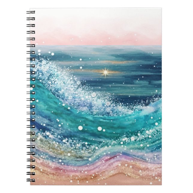 Watercolor Ocean Waves Notebook (Front)