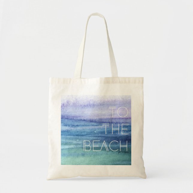 Watercolor Ocean Waves Shades of Blue Tote Bag (Front)
